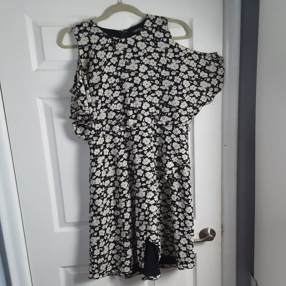 New with Tag Ralph Lauren Navy Floral Cold Shoulder Dress Size 10 - Picture 5 of 10
